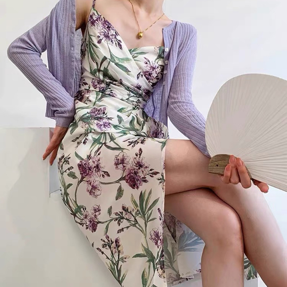 Floral botanical-inspired print Midi Dress – Elegant & Feminine - Picture 1 of 9